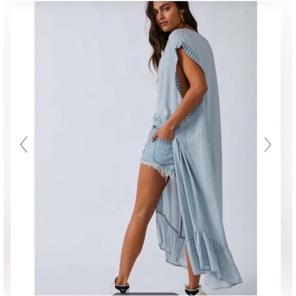 NWOT Free People Gone Sailing Maxi Dress Nautical Stripe Twist Detailing Size M - Picture 2 of 12